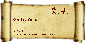 Koris Anna névjegykártya